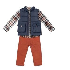 Baby Boy Little Lad 3-pc. Red Bomber Vest, Shirt & Pants Set SZ/24 M
